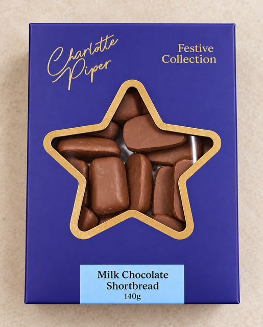 Boxed Festive Milk Chocolate Shortbread 140g