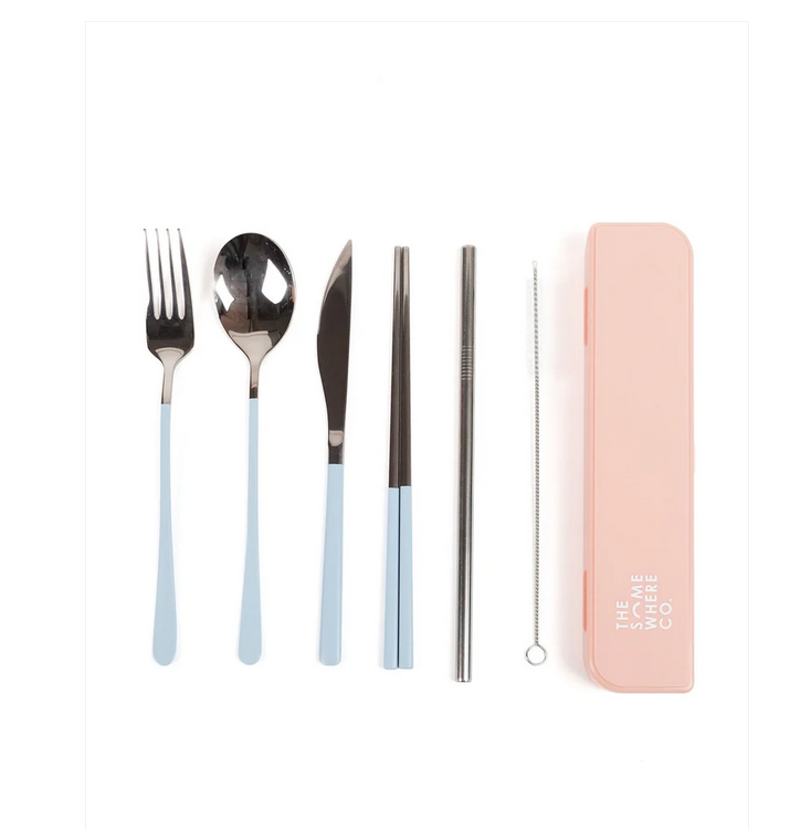 Take Me Away Cutlery Kit - Silver with Powder Blue Handle