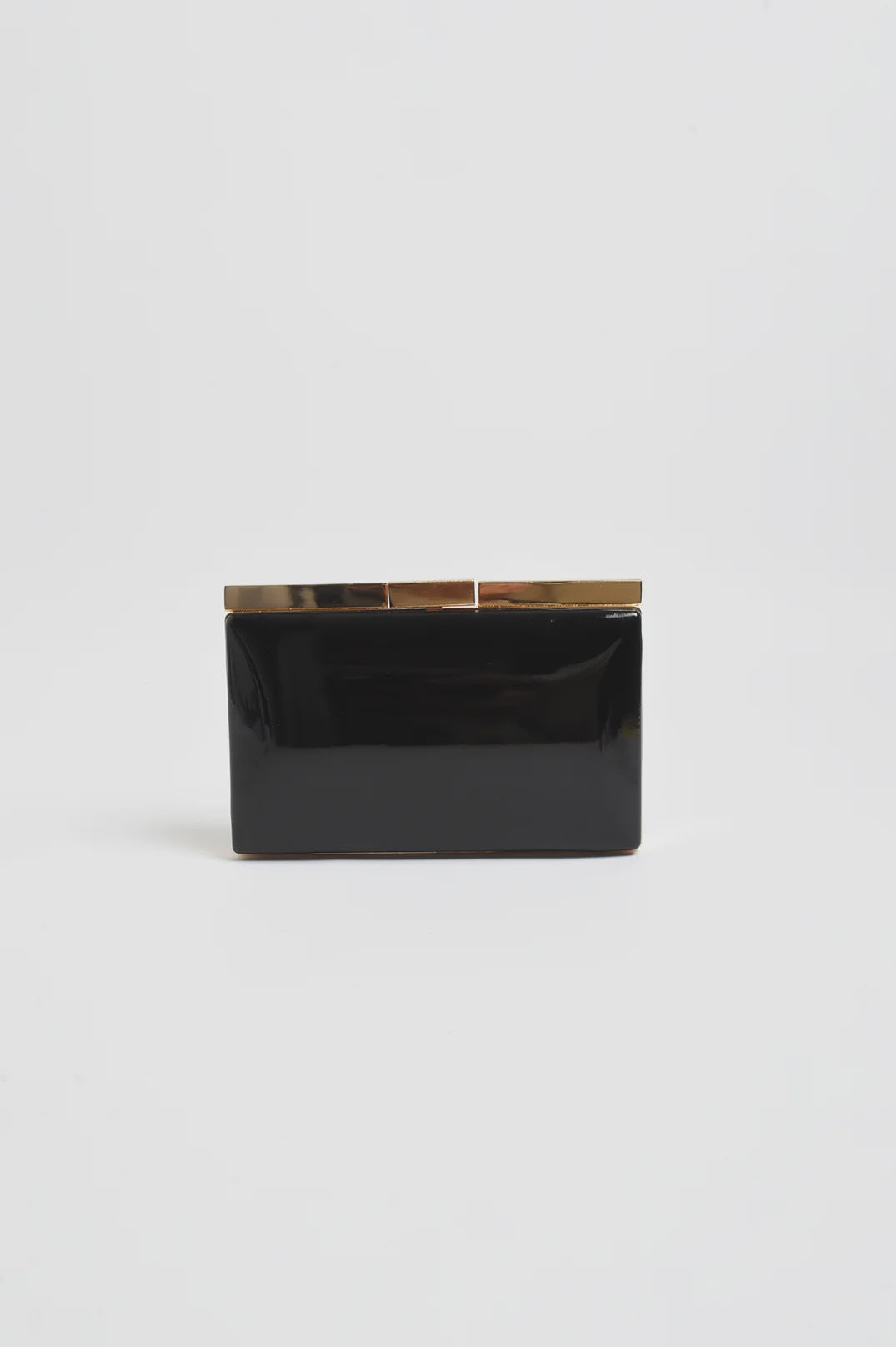 Simona Gloss Structured Clutch - Black