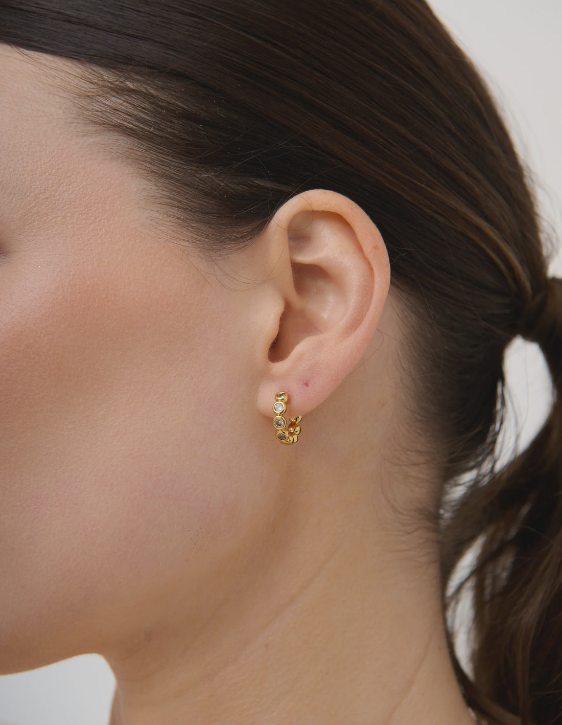 Solis 18K Gold Plated Bezel Huggie Earrings
