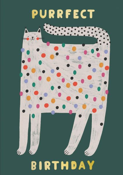 Spotty Cat Birthday Greeting Card