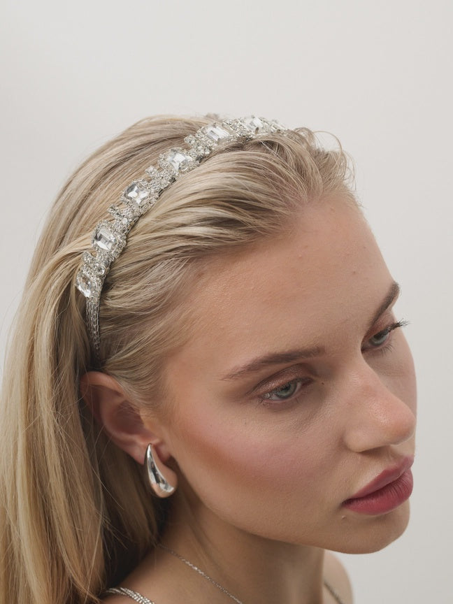 Square Rhinestone Headband-Silver