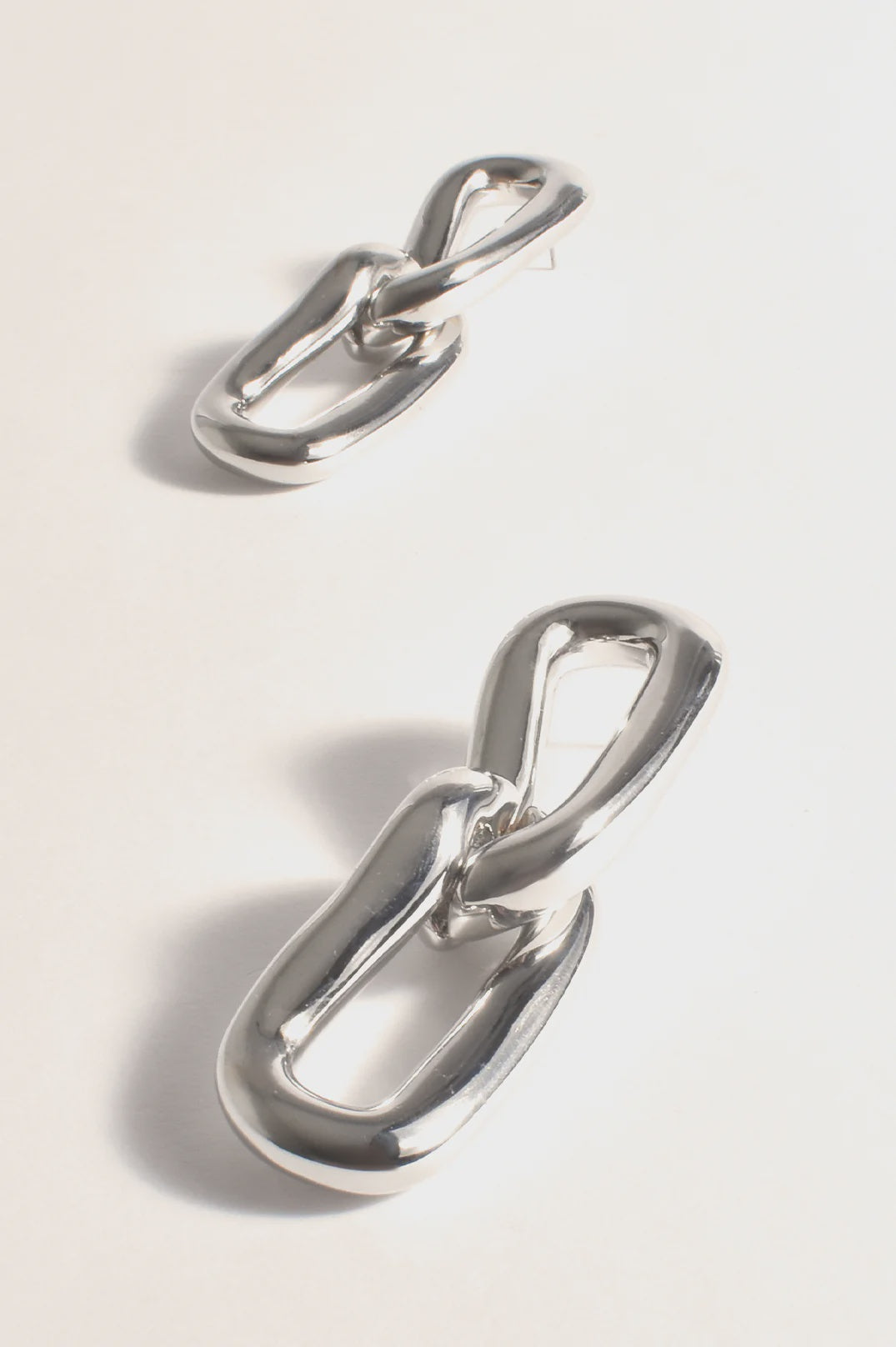 Statement Link Earrings - Silver