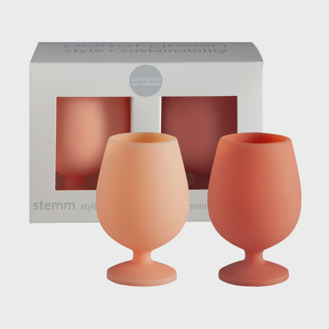Stemm Silicone Wine Glasses - Terra &amp; Peach Set of 2