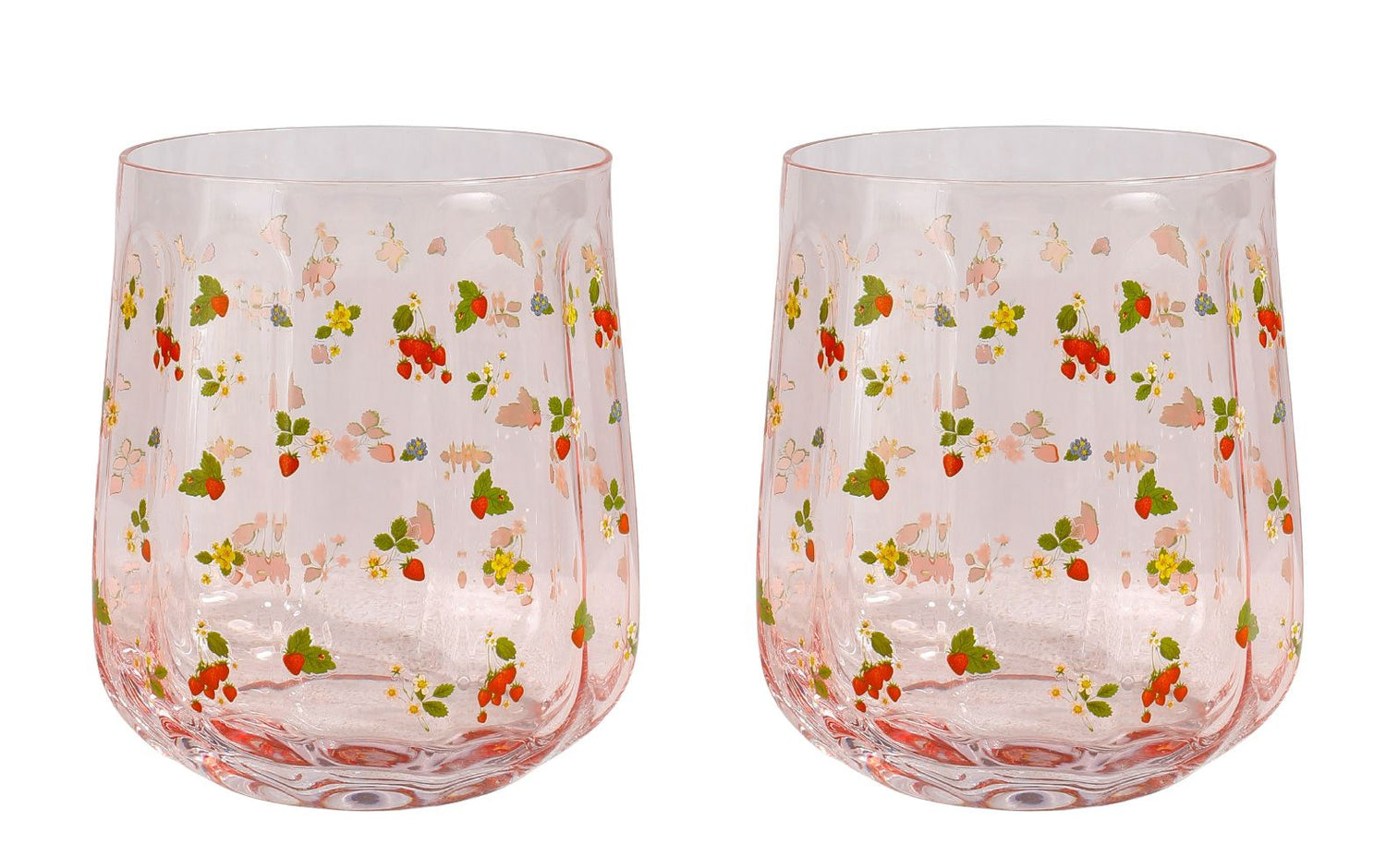 Strawberry Fields Floral Glass Tumbler Set of 2