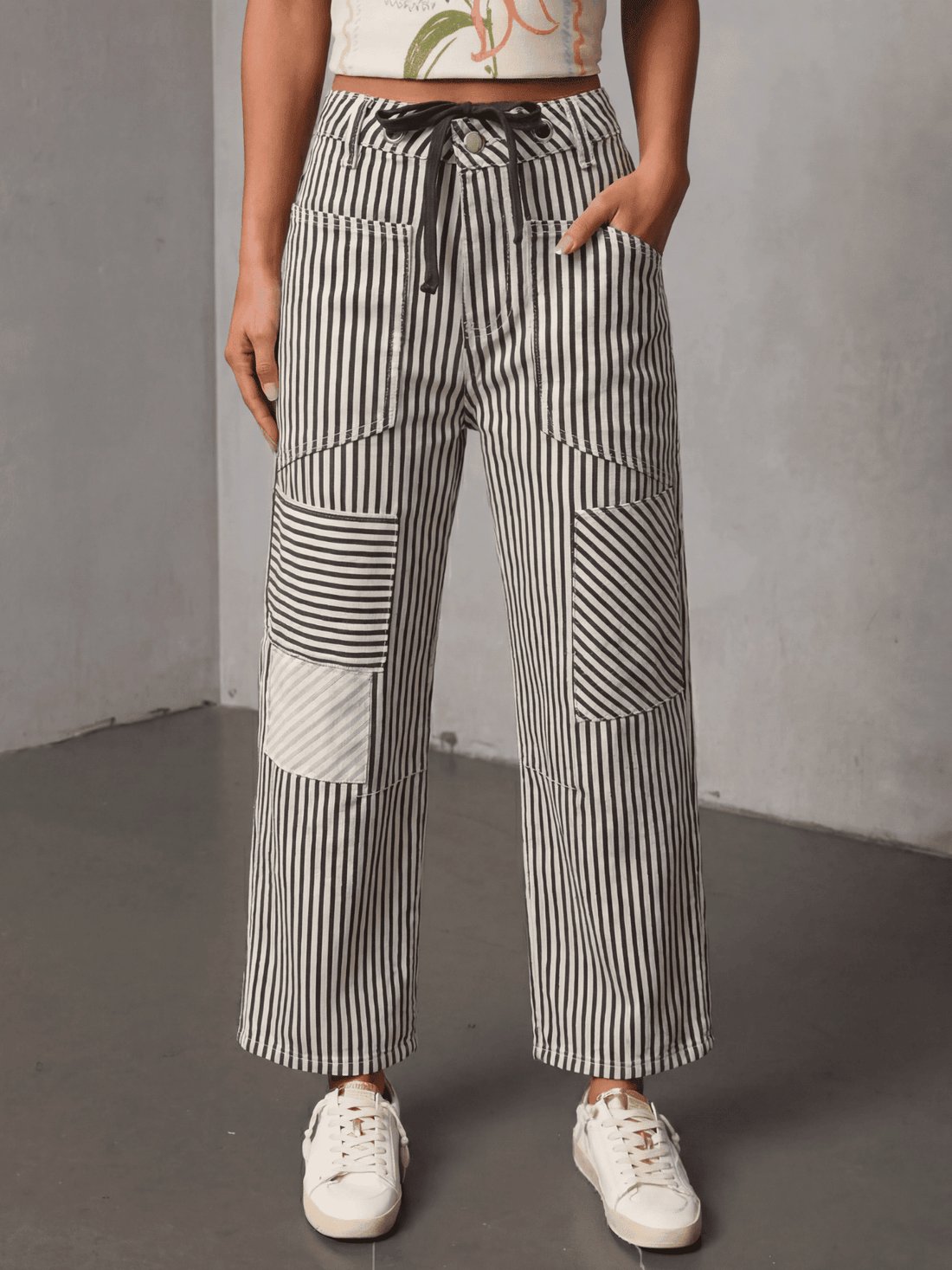 Chocolate Stripe Barrel Jeans