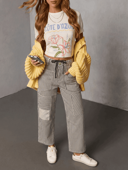 Chocolate Stripe Barrel Jeans