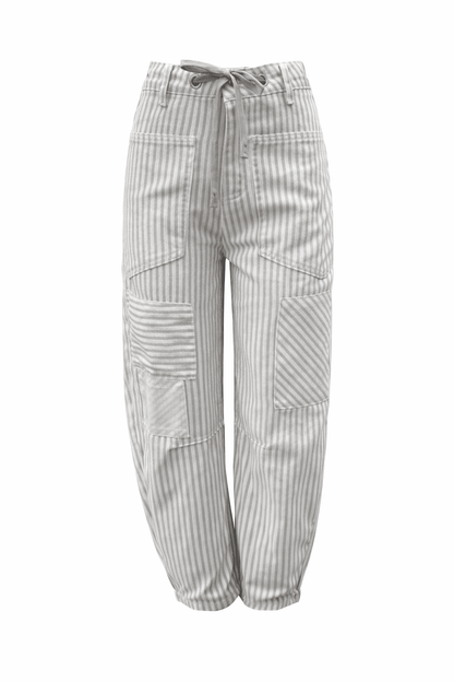 Chocolate Stripe Barrel Jeans