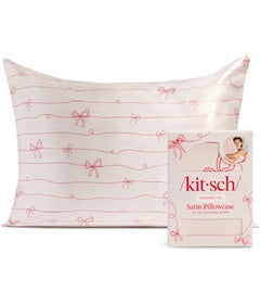 Satin Pillowcase - Striped Bows