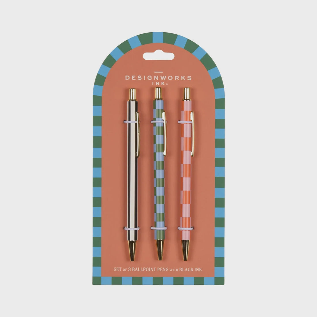 Stripes, Star &amp; Checks Set of 3 Pens