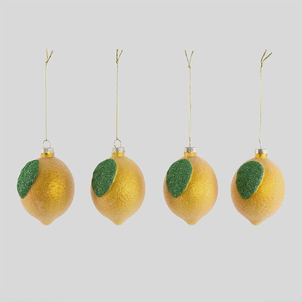 Sugared Lemon Baubles Set of 4