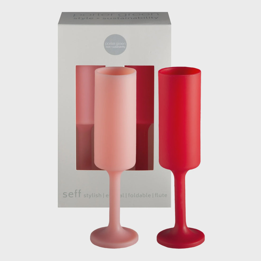 Seff Silicone Champagne Flutes - Cherry &amp; Blush Set of 2