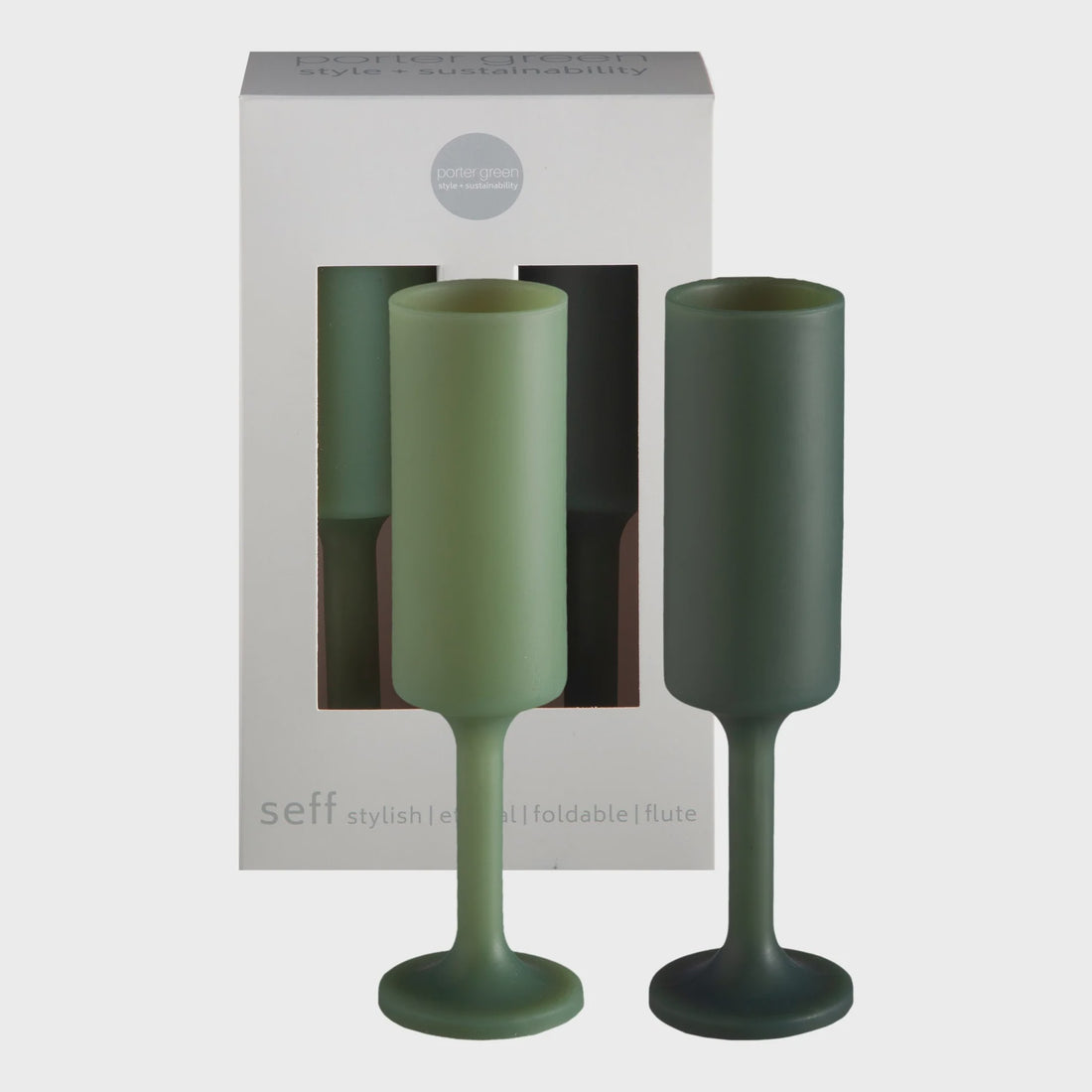 Seff Silicone Champagne Flutes - Sage &amp; Olive Set of 2