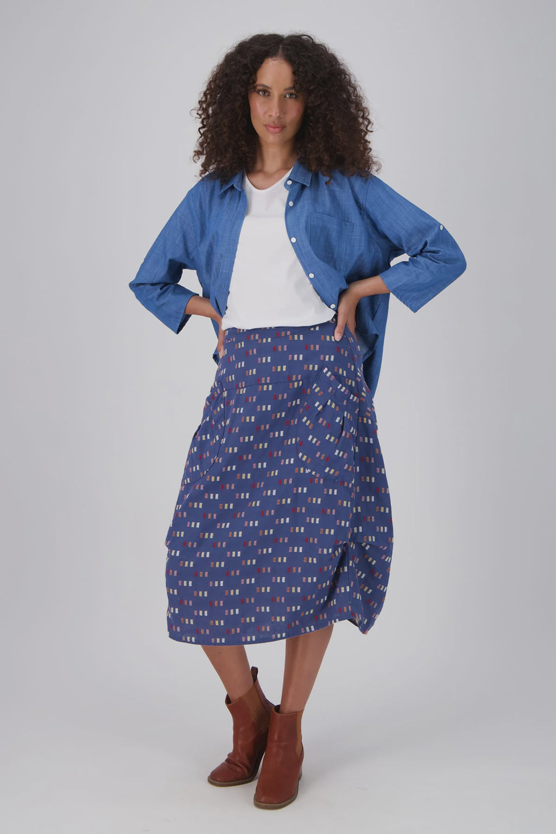 Telegraph Milwaukee Skirt - Blue Cotton