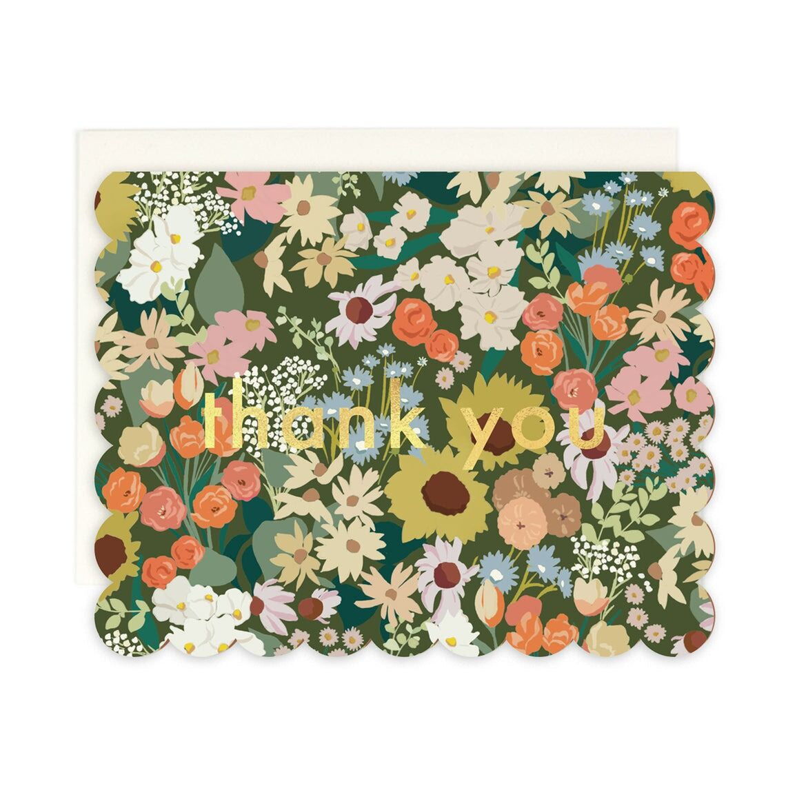Thank You Flower Market Scalloped Greeting Card