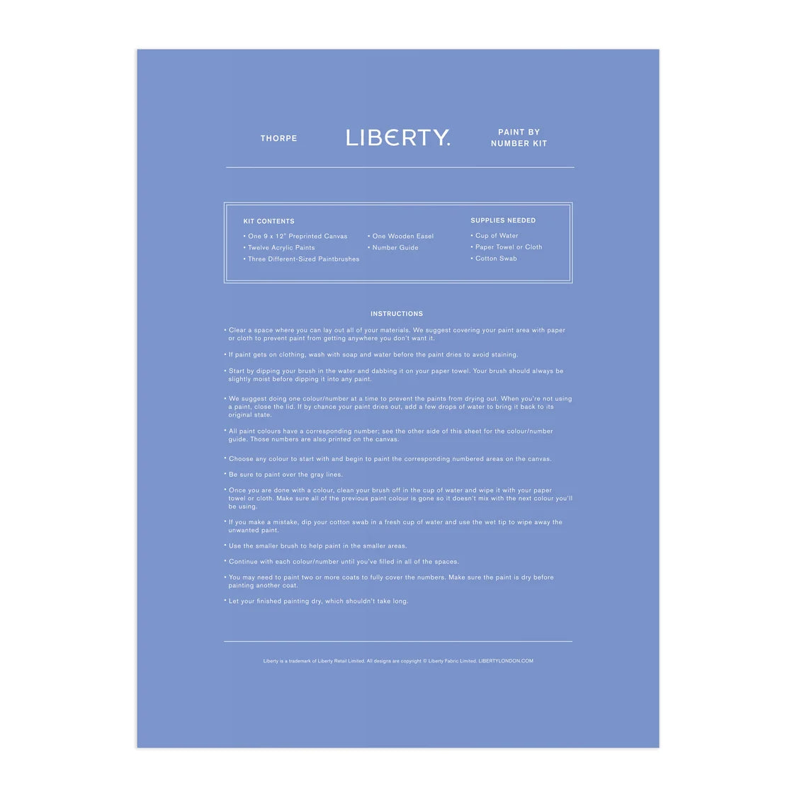 Liberty Thorpe Paint By Numbers Kit