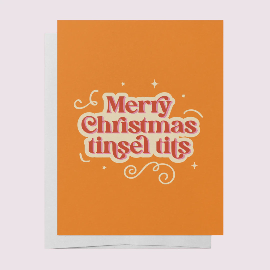 Merry Christmas Tinsel Tits Greeting Card