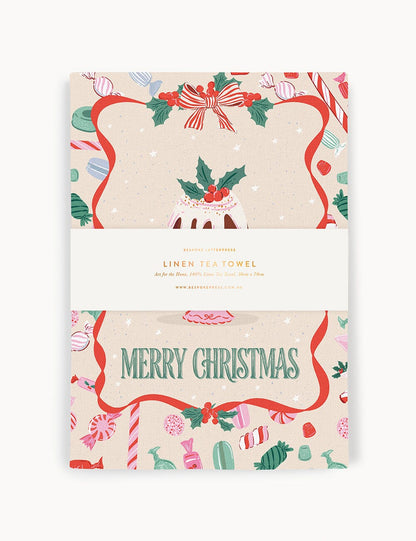 Christmas Treats Linen Tea Towel