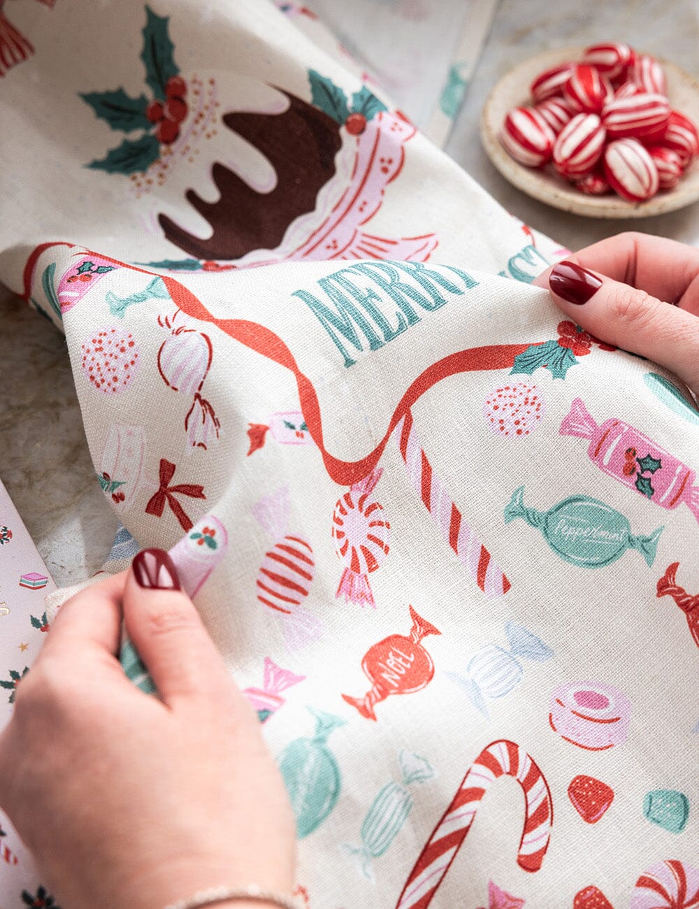 Christmas Treats Linen Tea Towel
