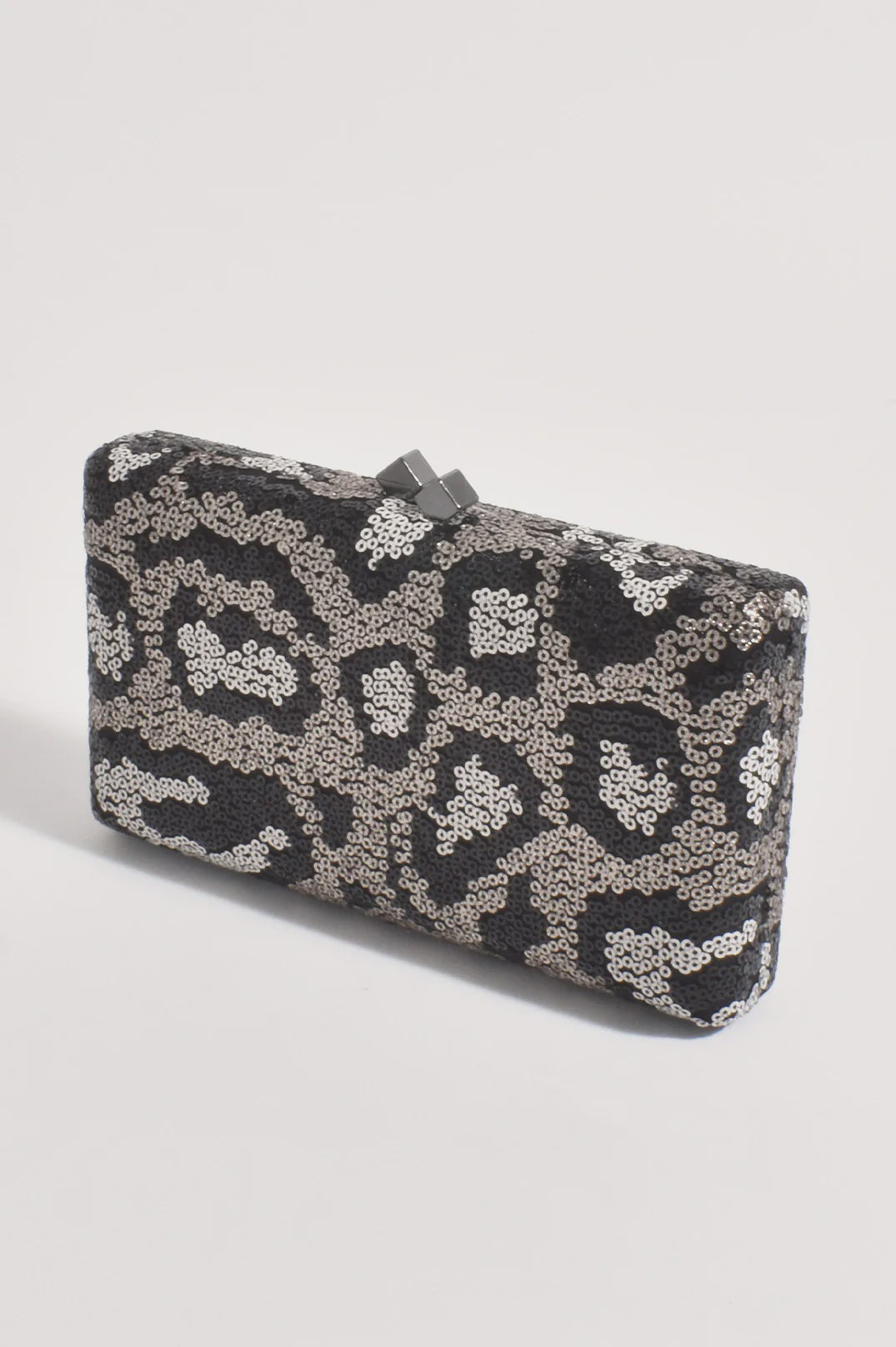 Vivie Sequin Structured Clutch - Black