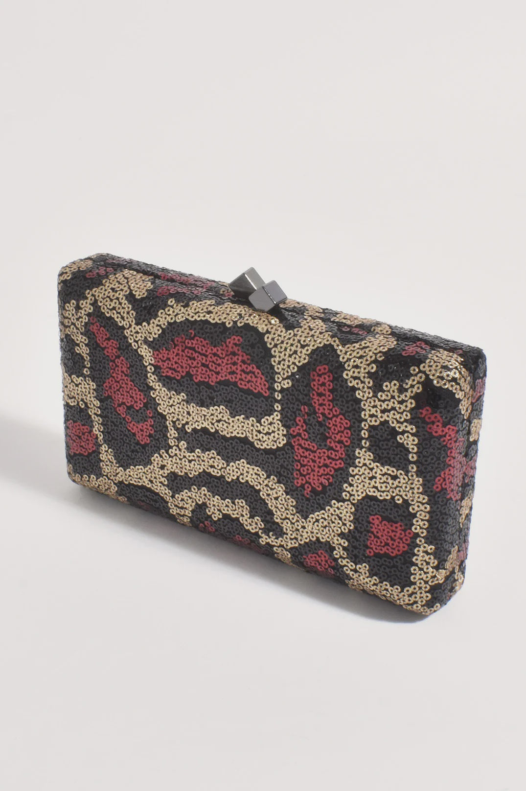 Vivie Sequin Structured Clutch - Red