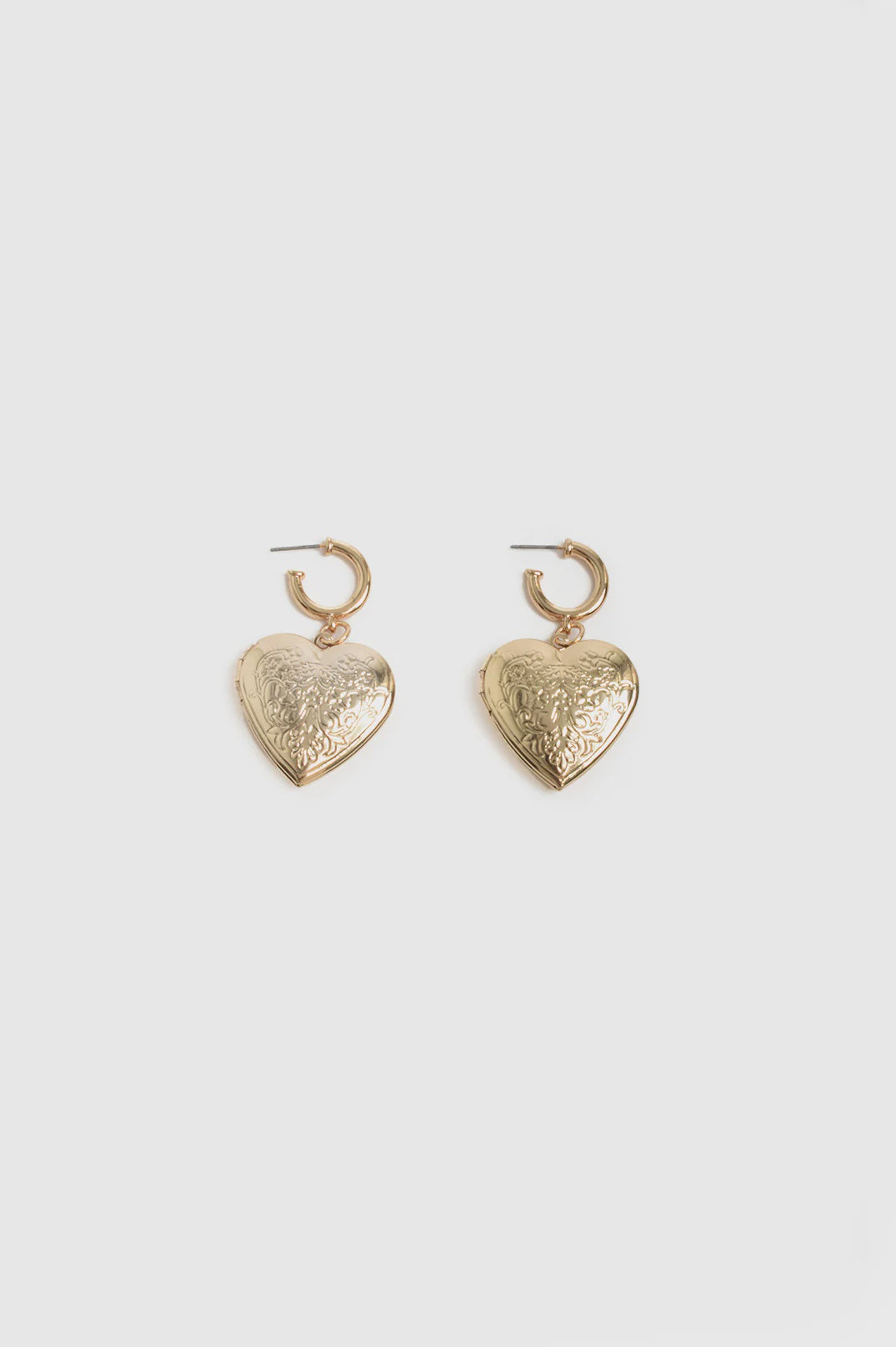 Vintage Heart Charm Hoops