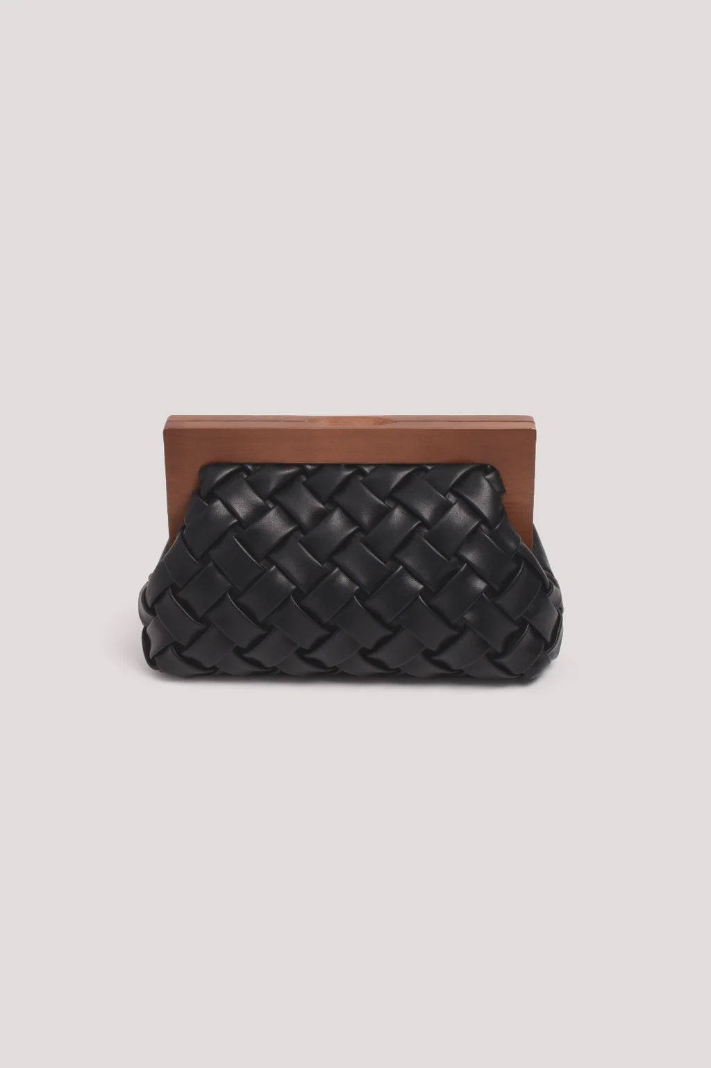Vivienne Weave Timber Clutch - Black