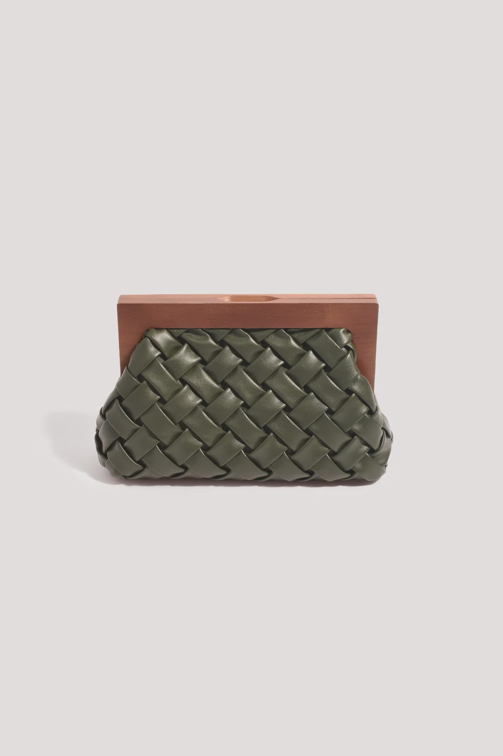Vivienne Weave Timber Clutch - Khaki