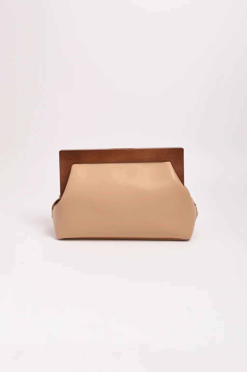 Vivienne Weave Timber Frame Clutch - Camel