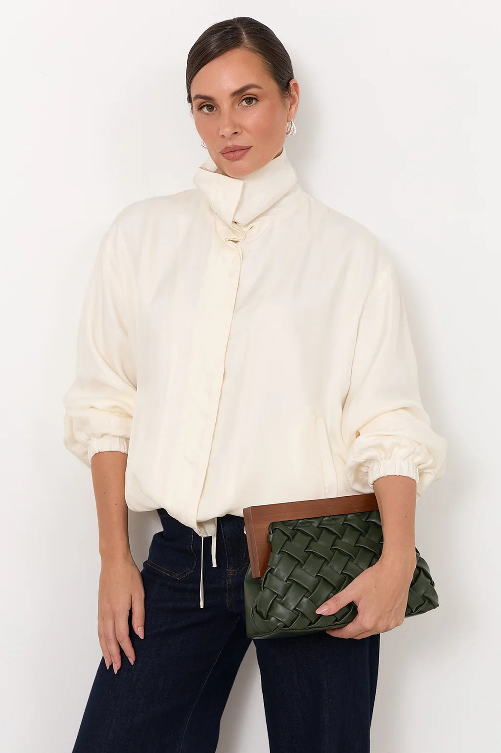Vivienne Weave Timber Clutch - Khaki