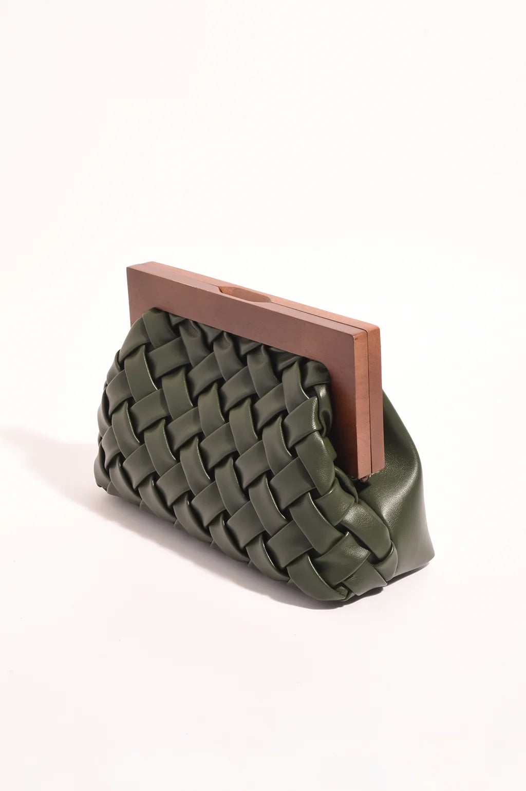 Vivienne Weave Timber Clutch - Khaki