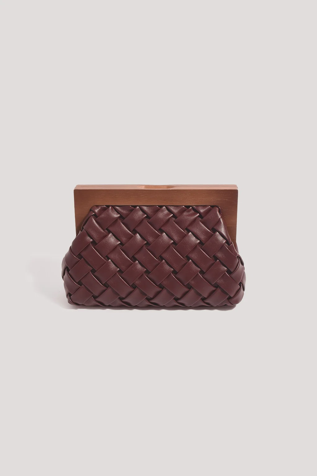 Vivienne Weave Timber Clutch - Burgundy