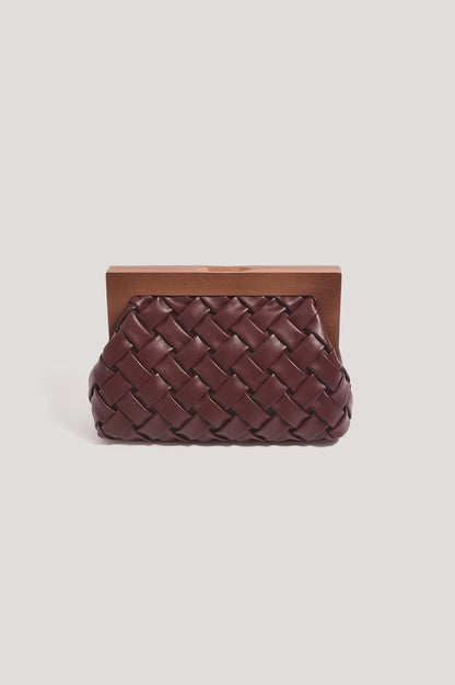 Vivienne Weave Timber Clutch - Burgundy