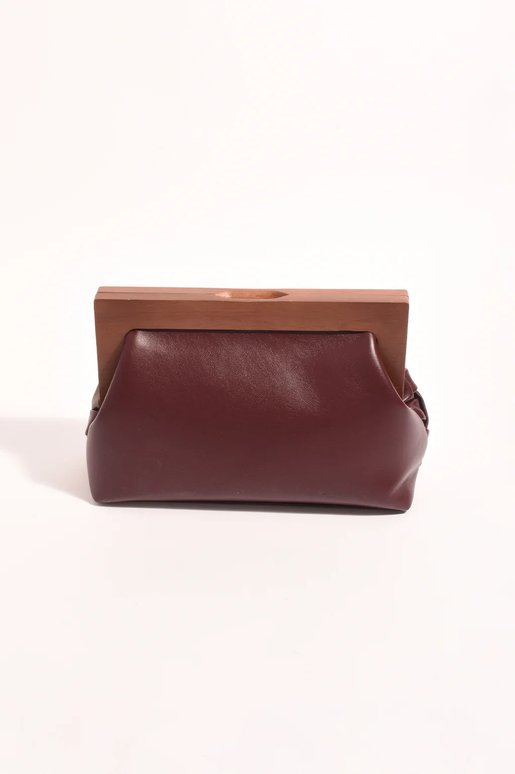 Vivienne Weave Timber Clutch - Burgundy