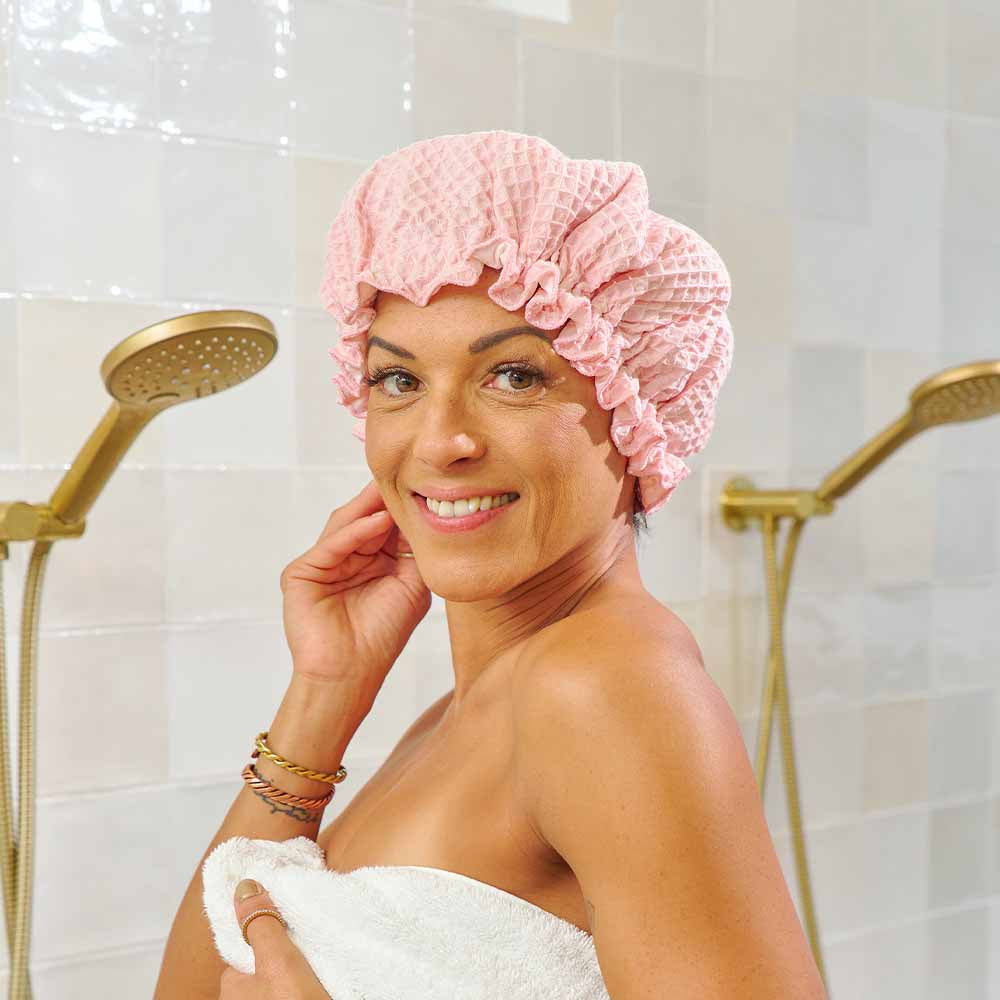 Waffle Shower Cap - Pink