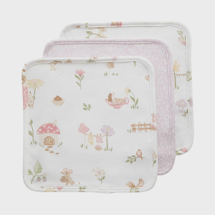 3 Pack Organic Wash Cloths - Whimsical Wonderland