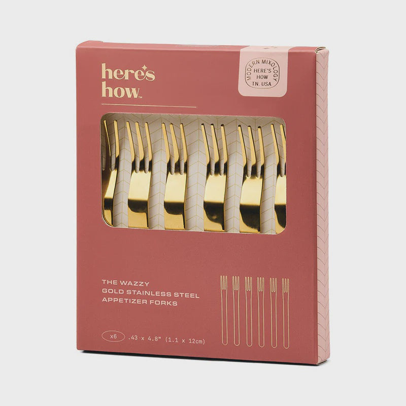 The Wazzy Gold Stainless Steel Appetizer Forks