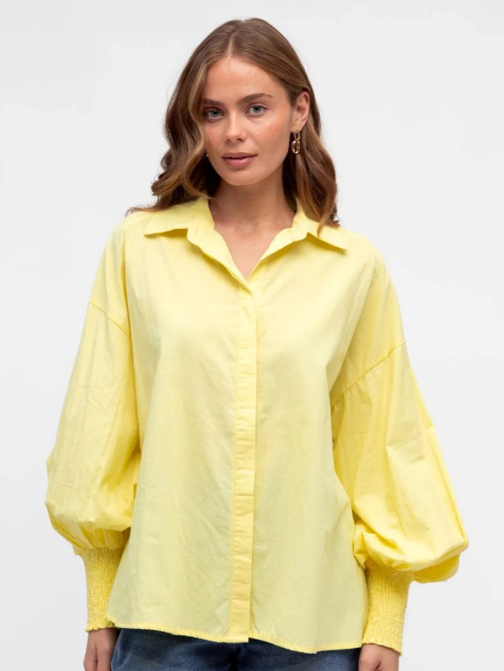 Shirred Cuff Shirt - Yellow