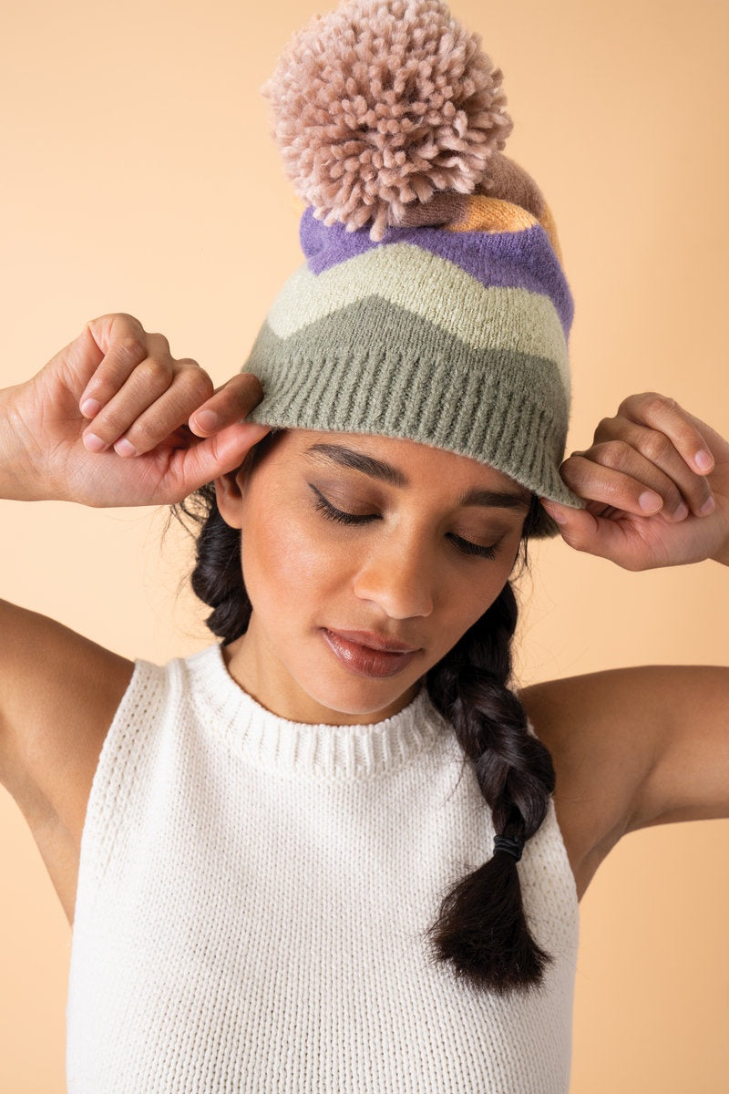 Nora Bobble Hat - Sage Mix