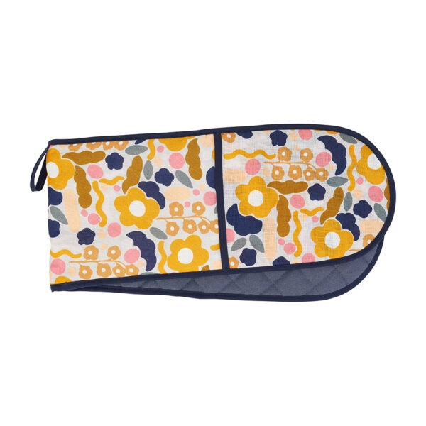 Annabel Trends Double Oven Mit - Floral Puzzle Mustard