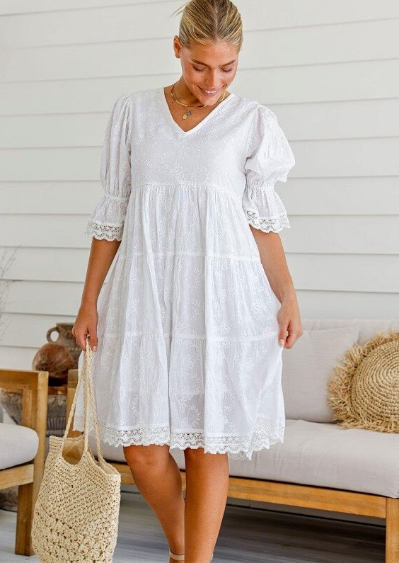 Broderie Anglaise Dress - White