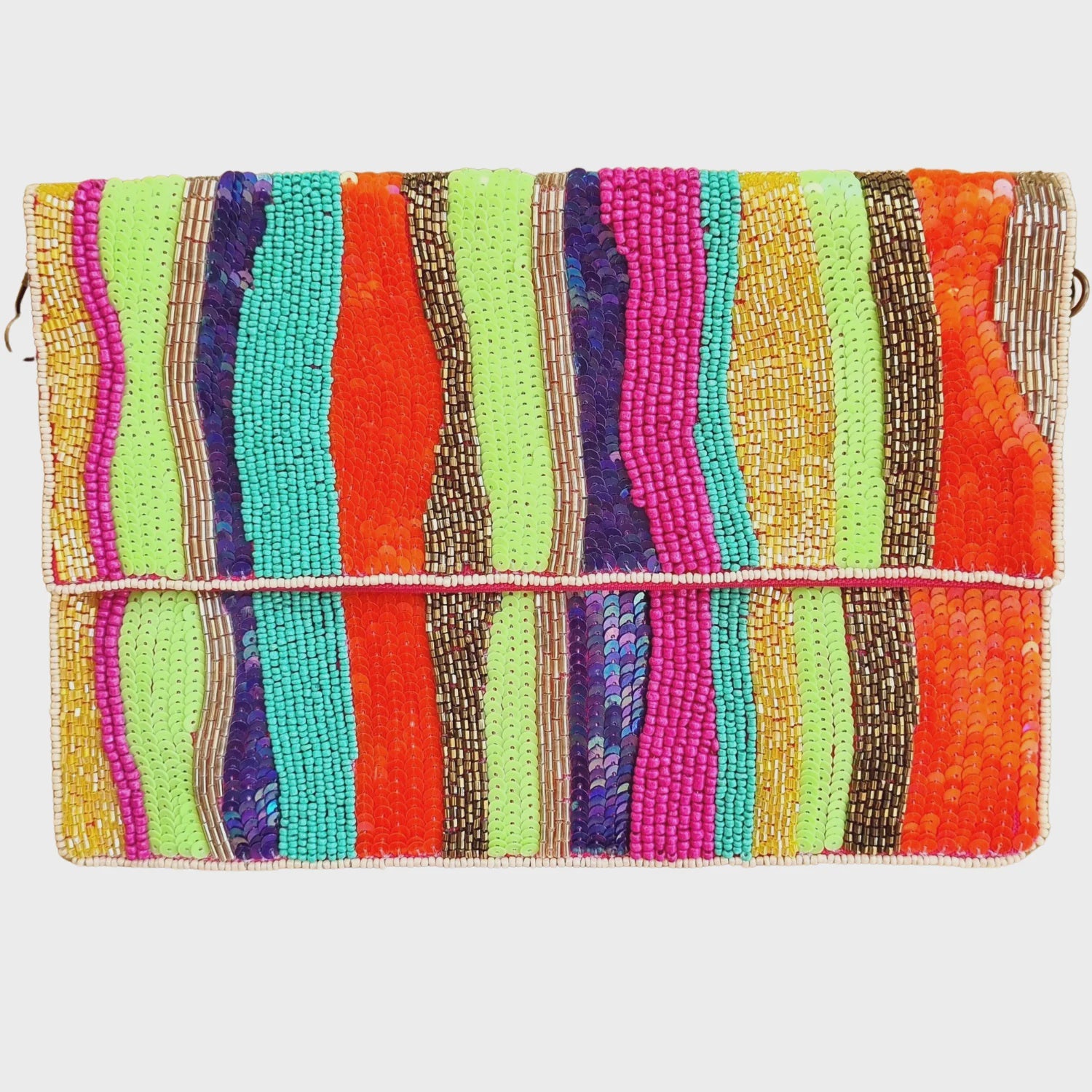 Abstract Multi Coloured Beaded Clutch
