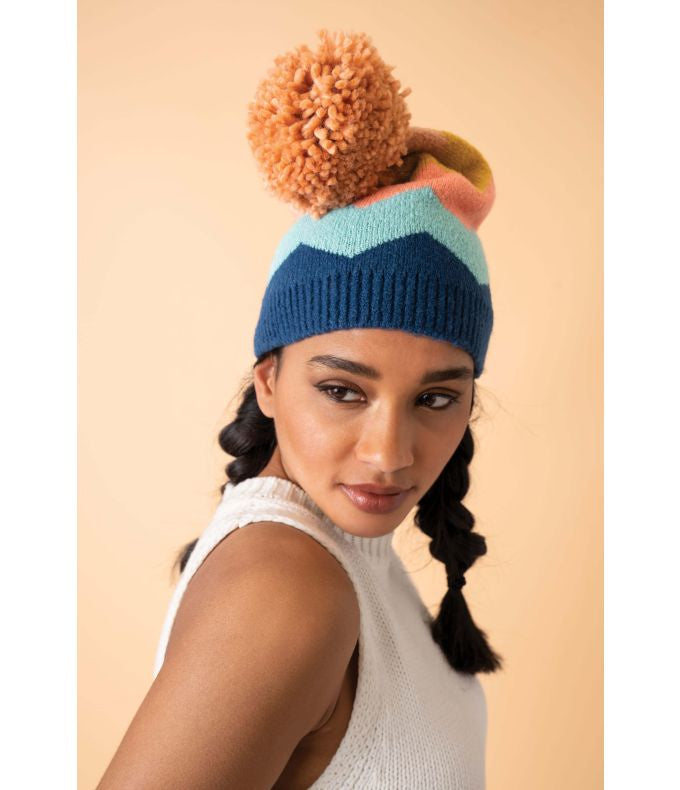 Nora Bobble Hat - Navy Mix