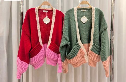 Averie Cardigan - Red &amp; Pink