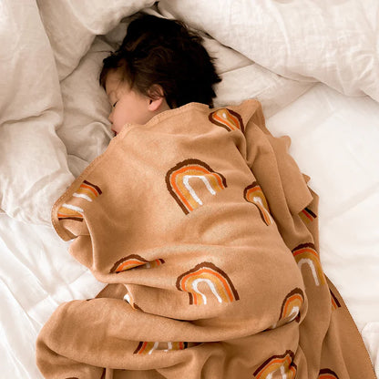 Knitted Blanket - Rainbows