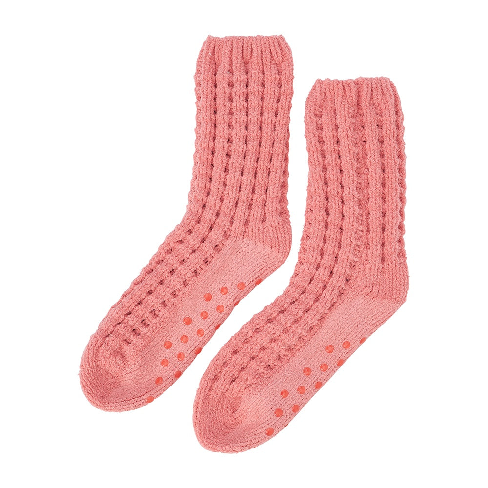Chenille Room Socks - Coral