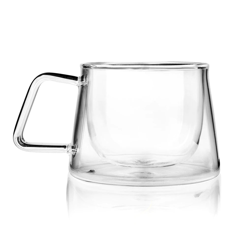 Double Walled Glass Teacups Square Handle