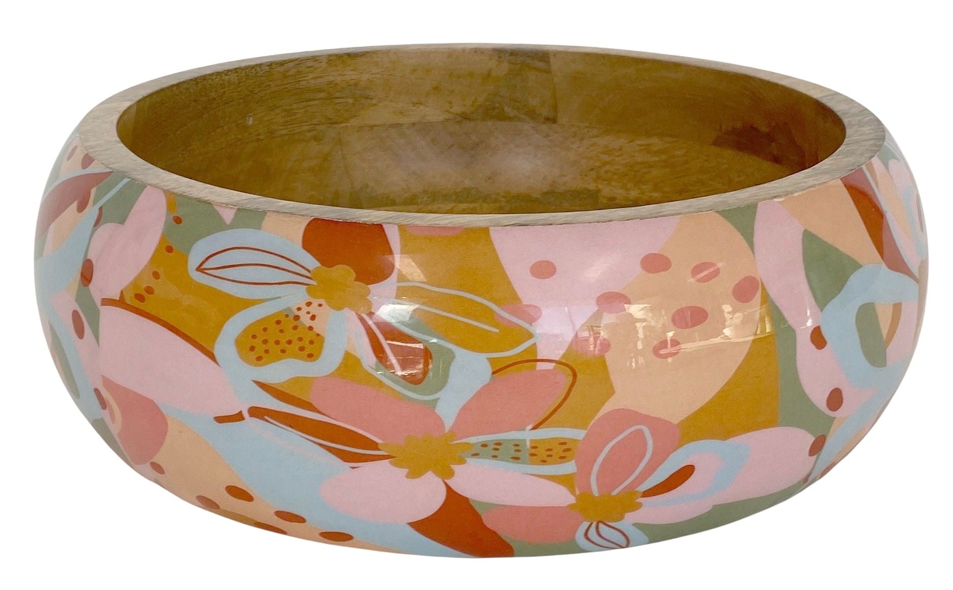 Franki Floral Mango Wood Bowl Colourful
