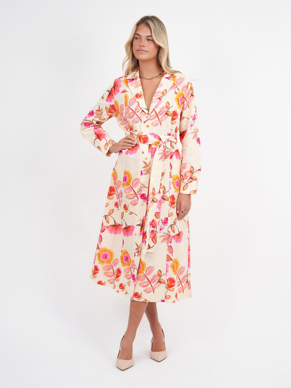 Autumn Floral Print Label Dress