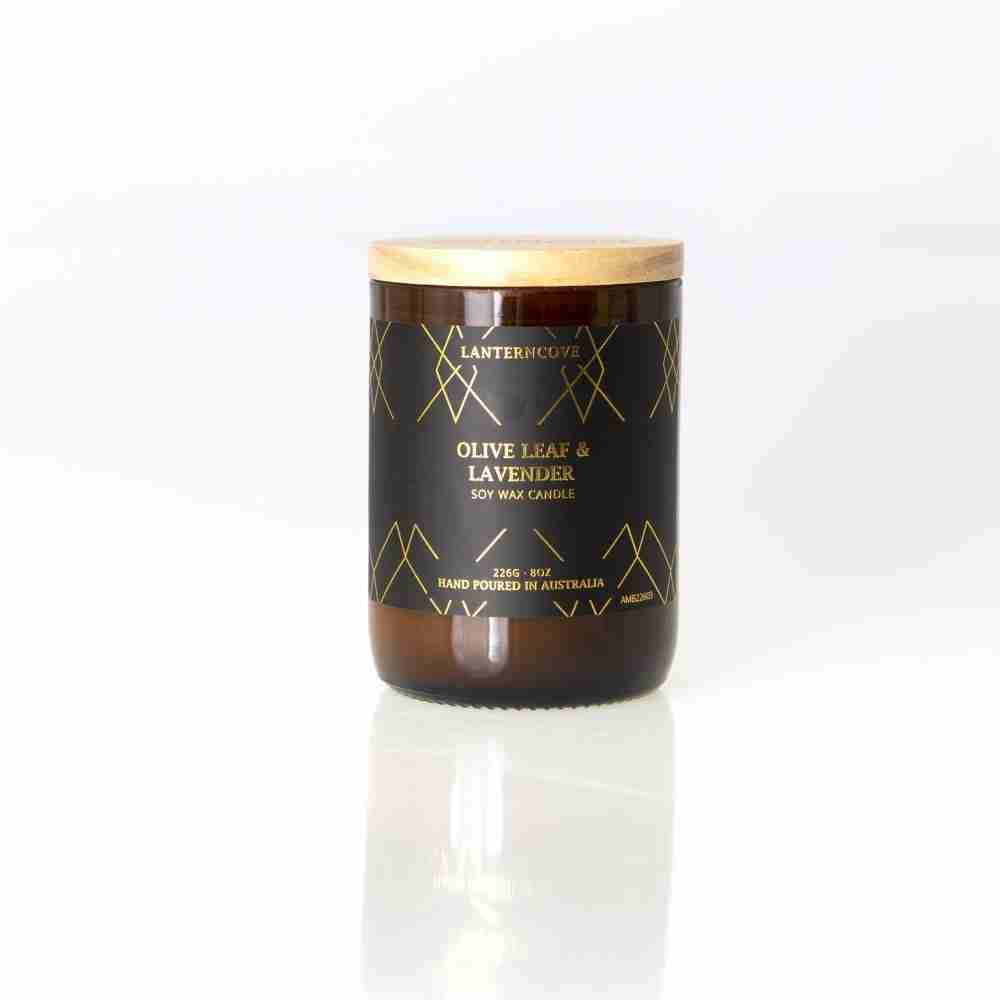 Amberesque Soy Wax Candle - Olive Leaf &amp; Lavender